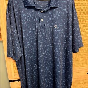 Rhoback Navy Polo with Light Blue Micro Print Size 2XL